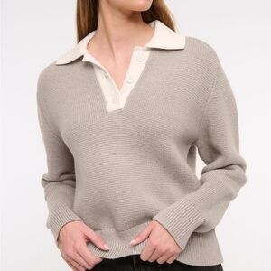 ABERCROMBIE Easy Long Sleeve Sweater Polo